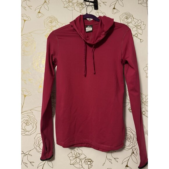 Nike Pro Dri-FIT Cowl Neck Hoodie Pink Cerise Women’s Size M Lightweight 054 - Picture 2 of 5